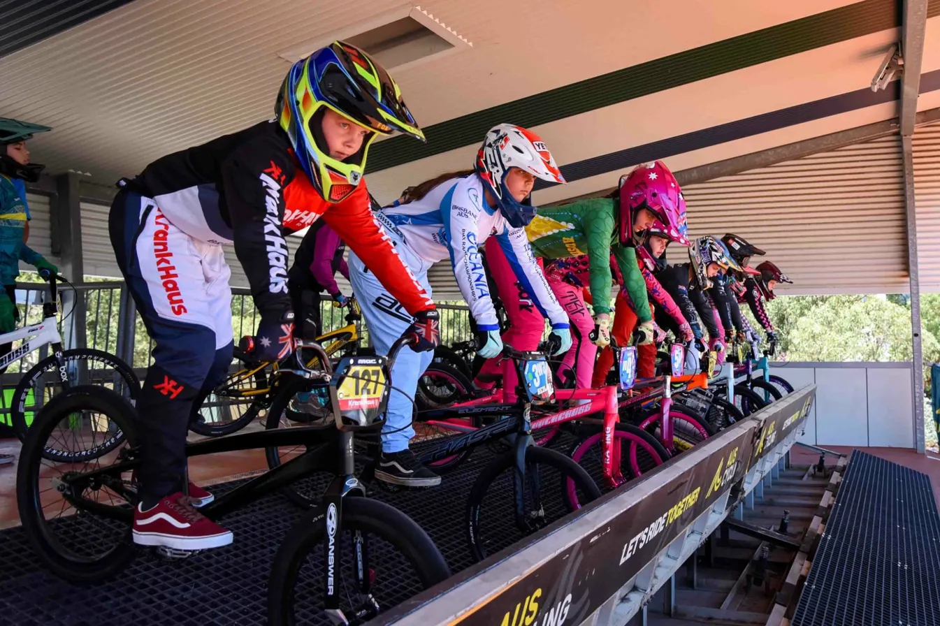 Riders in staging and on the gate
